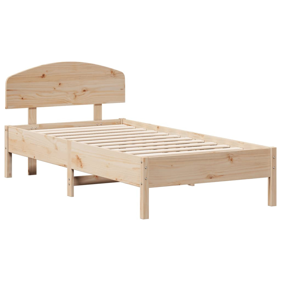 Bedframe met hoofdbord massief grenenhout 75x190 cm