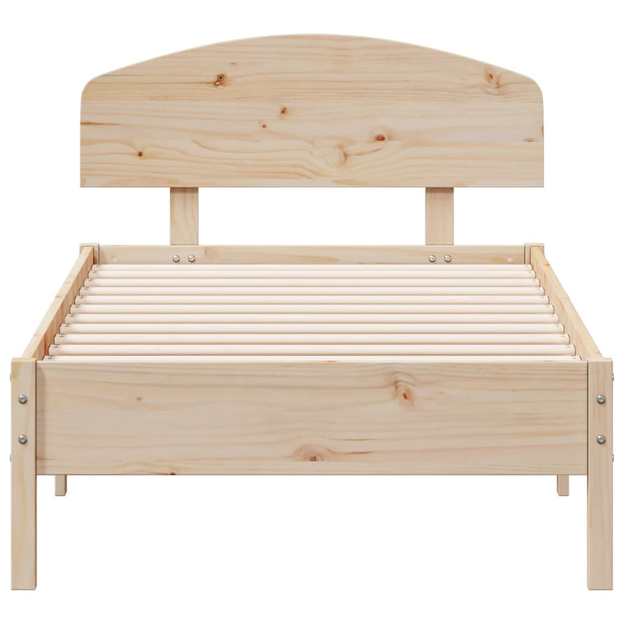 Bedframe met hoofdbord massief grenenhout 75x190 cm