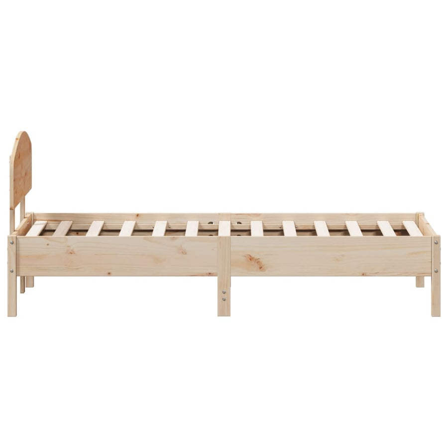 Bedframe met hoofdbord massief grenenhout 75x190 cm