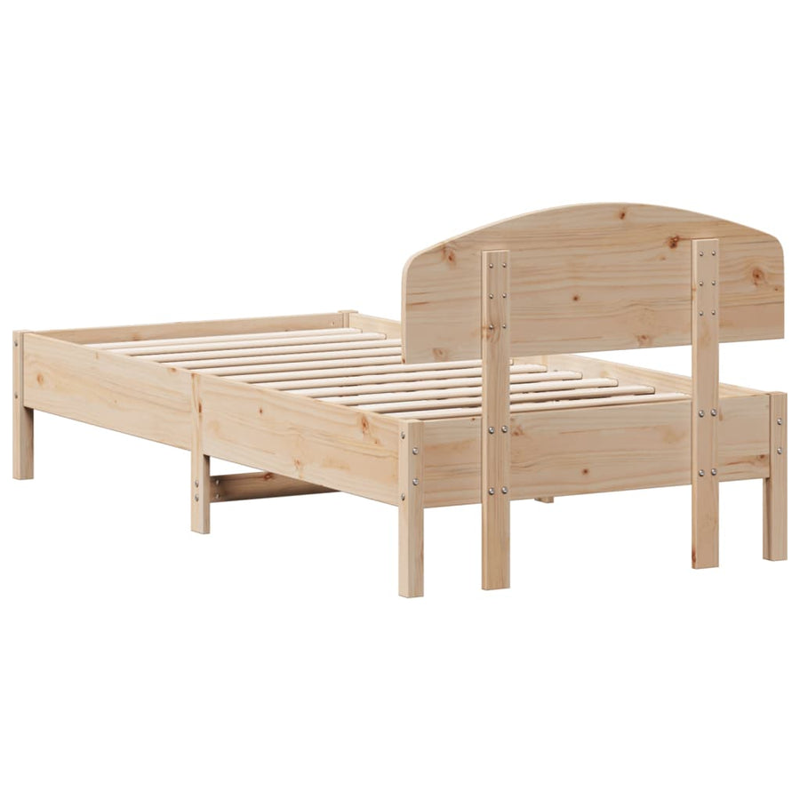 Bedframe met hoofdbord massief grenenhout 75x190 cm