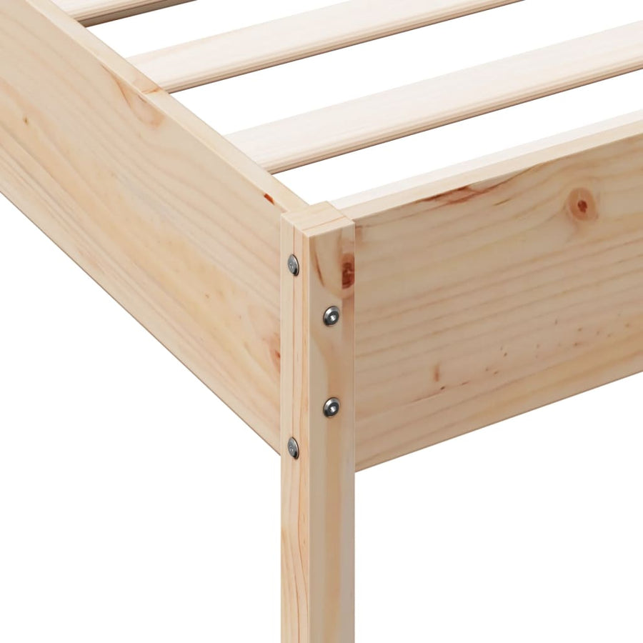 Bedframe met hoofdbord massief grenenhout 75x190 cm