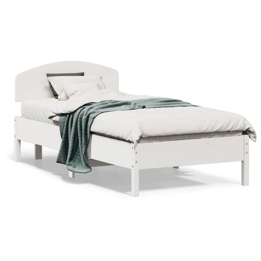 Bedframe Zonder Matras Massief Grenenhout 75 x 190 cm Wit