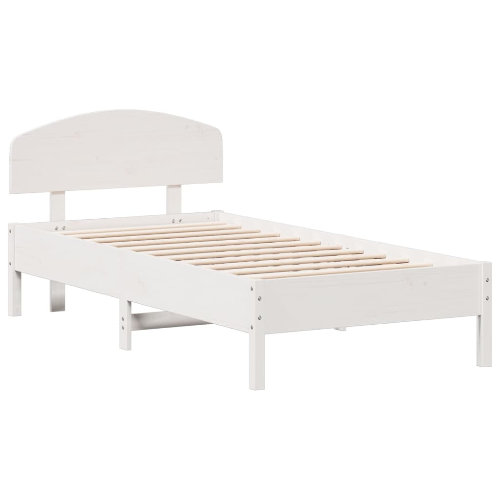Bedframe Zonder Matras Massief Grenenhout 75 x 190 cm Wit