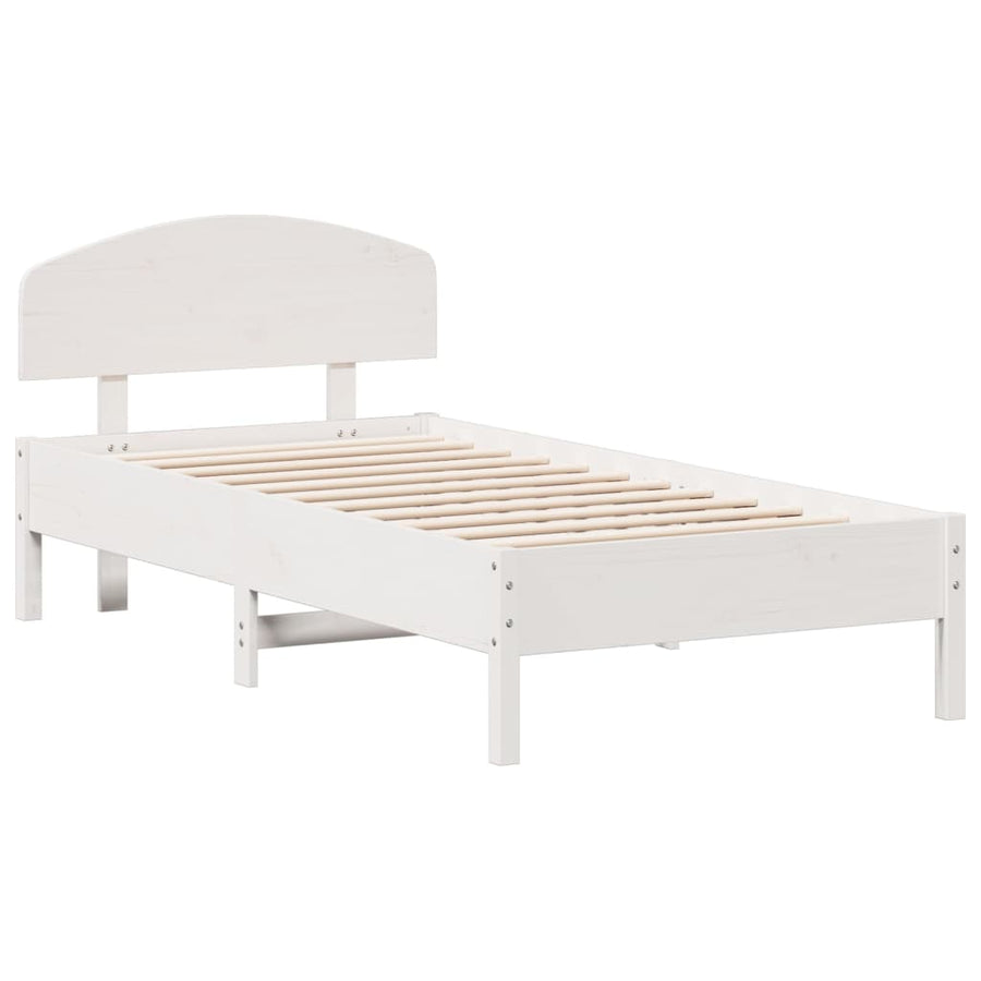 Bedframe Zonder Matras Massief Grenenhout 75 x 190 cm Wit