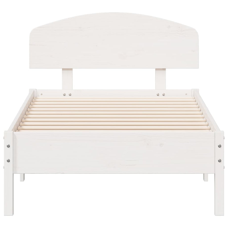 Bedframe Zonder Matras Massief Grenenhout 75 x 190 cm Wit