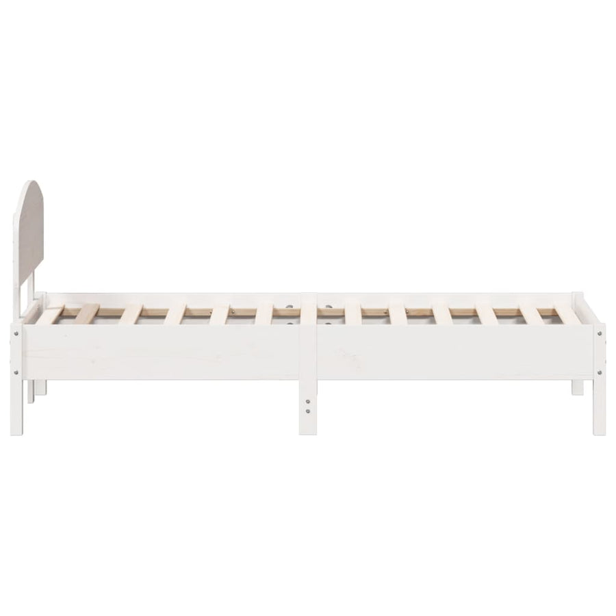 Bedframe Zonder Matras Massief Grenenhout 75 x 190 cm Wit