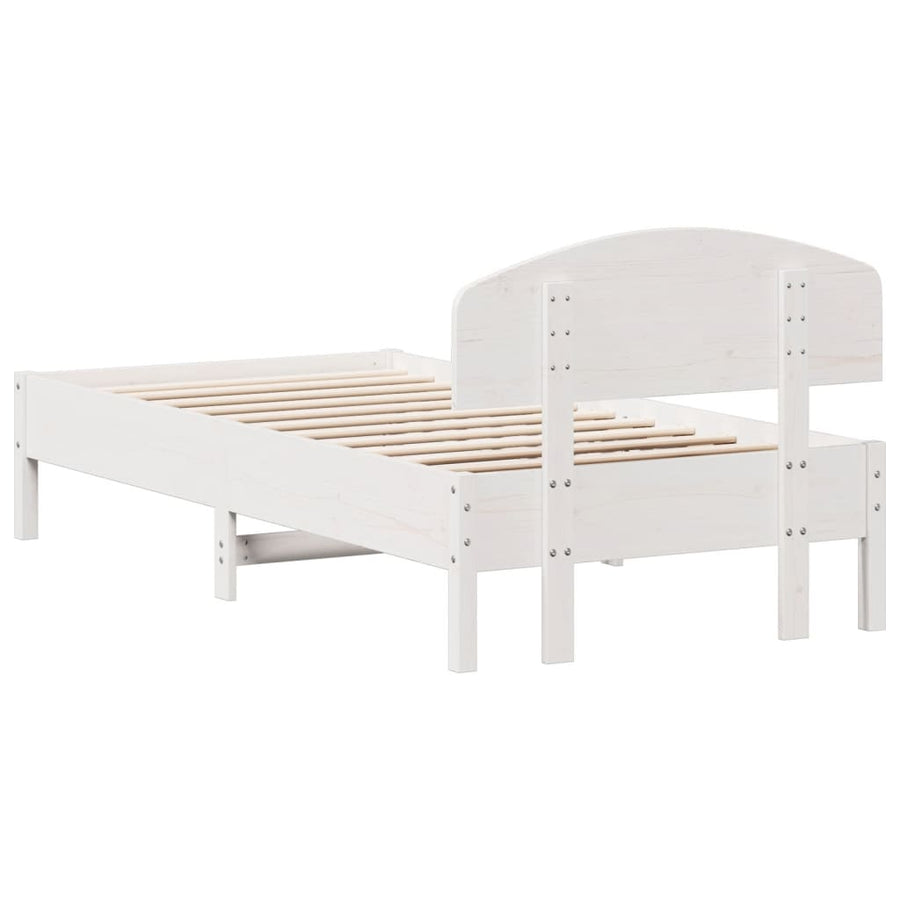 Bedframe Zonder Matras Massief Grenenhout 75 x 190 cm Wit
