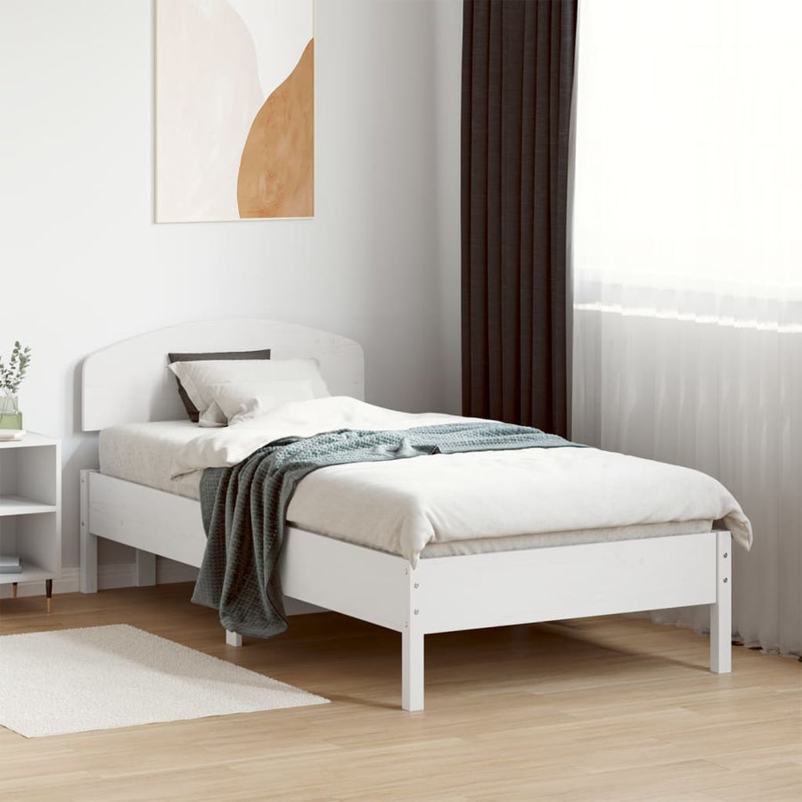 Bedframe Zonder Matras Massief Grenenhout 75 x 190 cm Wit