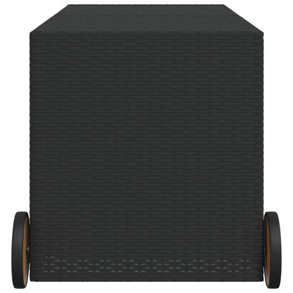 Tuinbox Met Wielen 283 L Poly Rattan Zwart