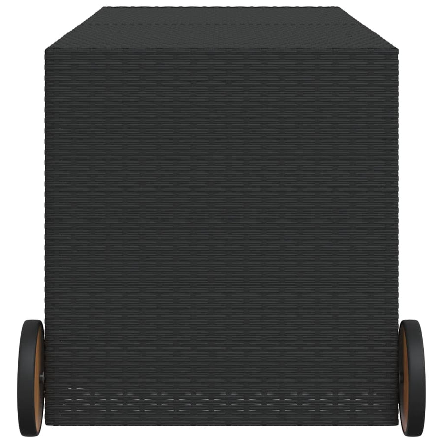 Tuinbox Met Wielen 283 L Poly Rattan Zwart