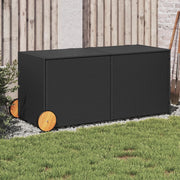 Tuinbox 283L poly rattan zwart met wielen