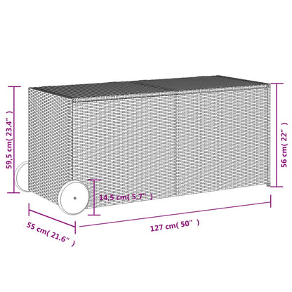 Tuinbox Met Wielen 283 L Poly Rattan Grijs