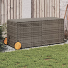 Garden box with wheels 283 L poly rattan grey