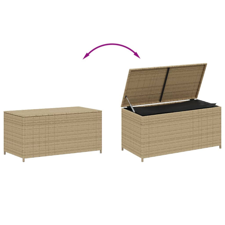 Tuinbox Met Wielen 190 L Poly Rattan Gemengd Beige