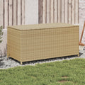 Garden Storage Box with Wheels 190 L Poly Rattan Mixed Beige