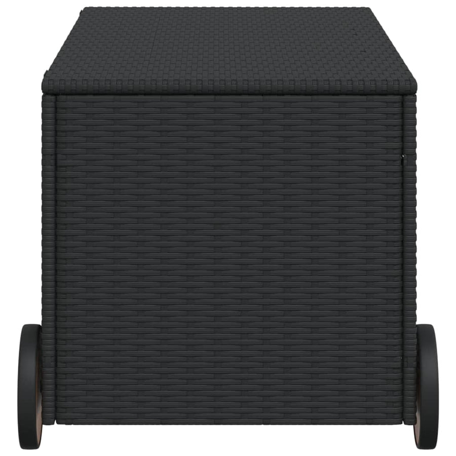 Tuinbox Met Wielen 190 L Poly Rattan Zwart