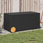 Tuinbox 190L poly rattan zwart met wielen