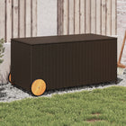 Poly rattan garden storage box with wheels 190 L brown