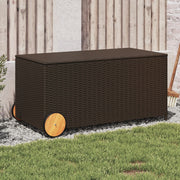 Tuinbox 190L poly rattan bruin met wielen