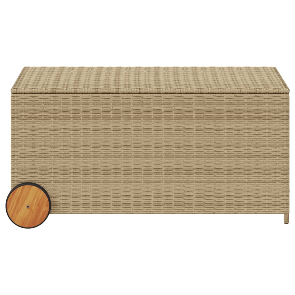 Tuinbox Met Wielen 190 L Poly Rattan Gemengd Beige