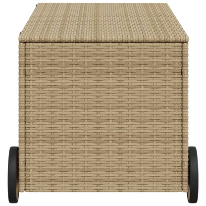 Tuinbox Met Wielen 190 L Poly Rattan Gemengd Beige
