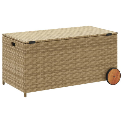 Tuinbox Met Wielen 190 L Poly Rattan Gemengd Beige