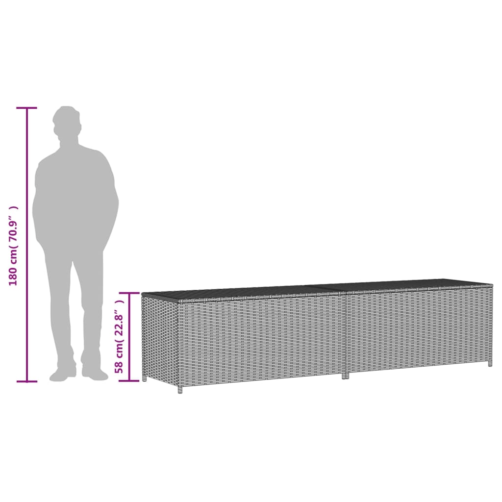 Tuinbox Met Wielen 469 L Poly Rattan 200 x 50 x 58 cm
