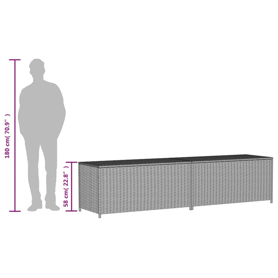 Tuinbox Met Wielen 469 L Poly Rattan 200 x 50 x 58 cm