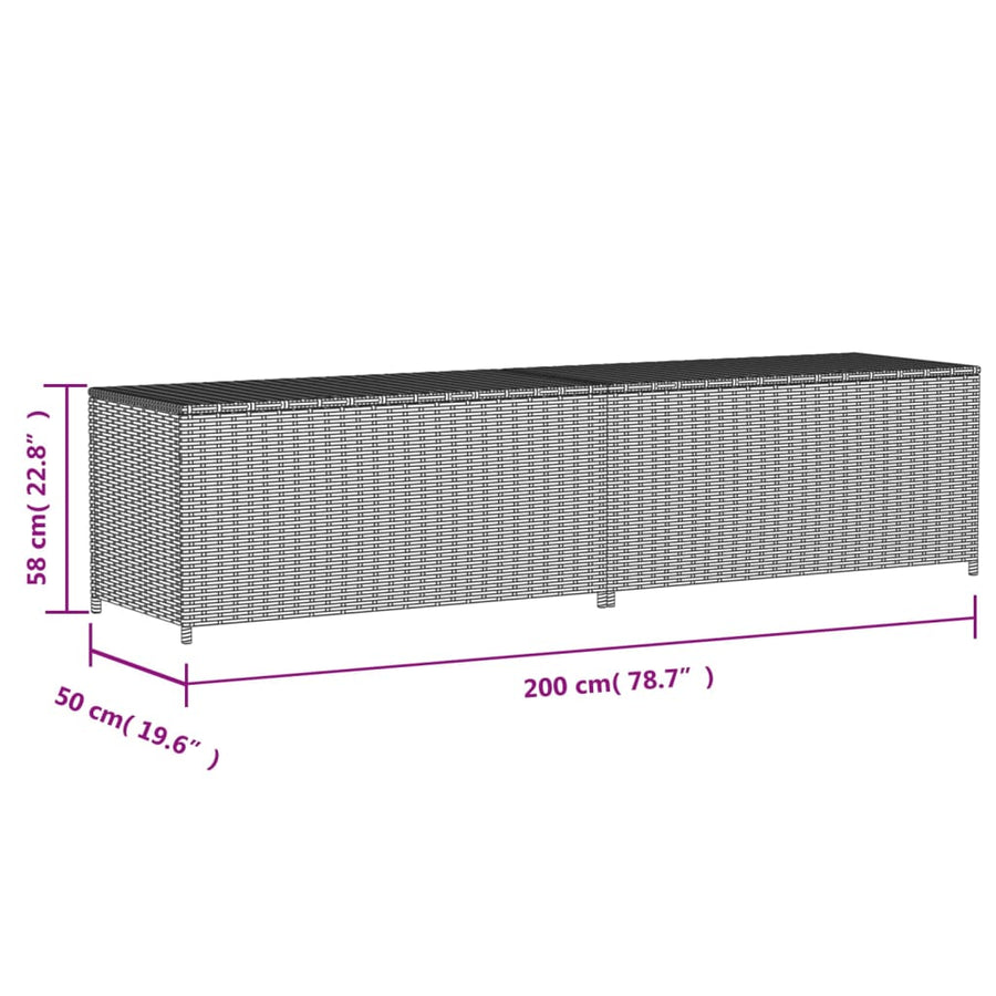 Tuinbox Met Wielen 469 L Poly Rattan 200 x 50 x 58 cm