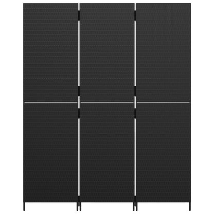 Kamerscherm 3 Panelen Poly Rattan Zwart 1