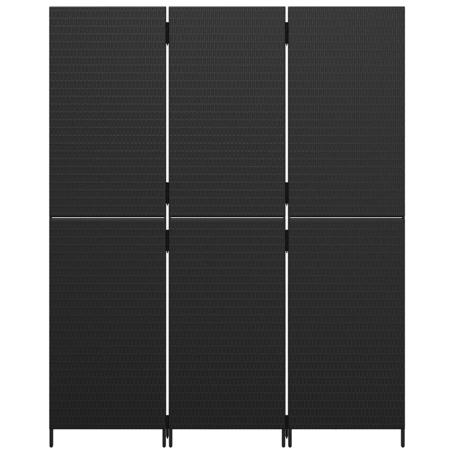 Kamerscherm 3 Panelen Poly Rattan Zwart 1