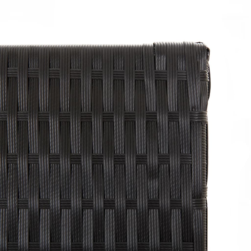 Kamerscherm 3 Panelen Poly Rattan Zwart 1