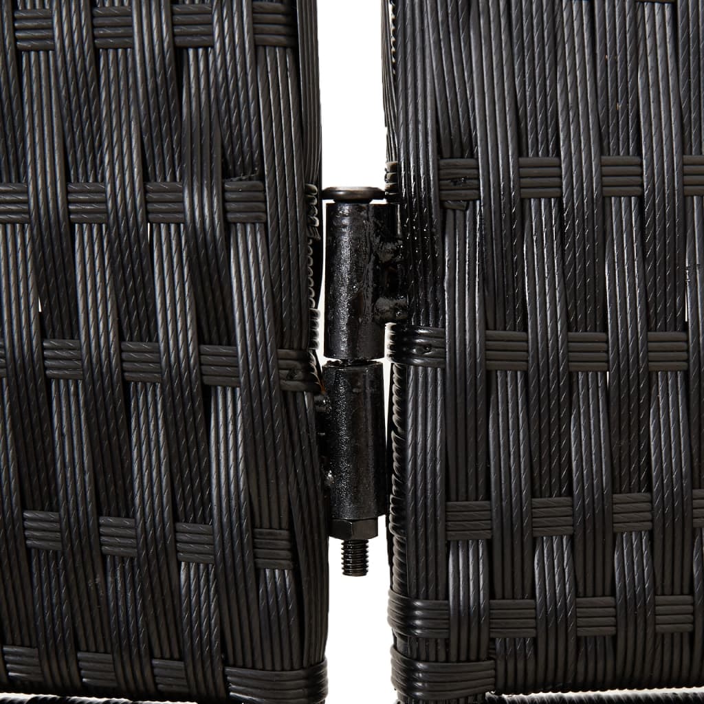 Kamerscherm 3 Panelen Poly Rattan Zwart 1