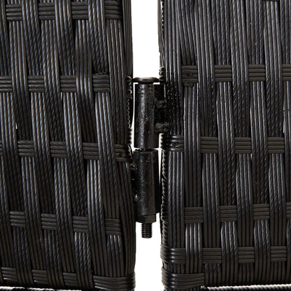 Kamerscherm 3 Panelen Poly Rattan Zwart 1