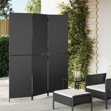 Kamerscherm 3 Panelen Poly Rattan Zwart 1