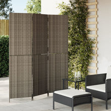 Kamerscherm 3 Panelen Poly Rattan Grijs 1