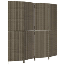 Kamerscherm 4 Panelen Poly Rattan Grijs 1