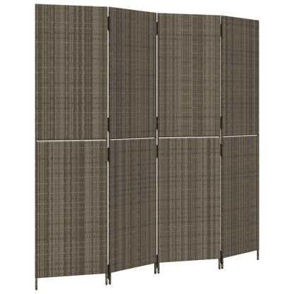 Kamerscherm 4 Panelen Poly Rattan Grijs 1