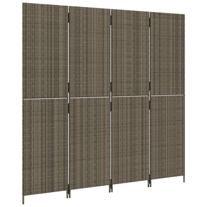Kamerscherm 4 Panelen Poly Rattan Grijs 1