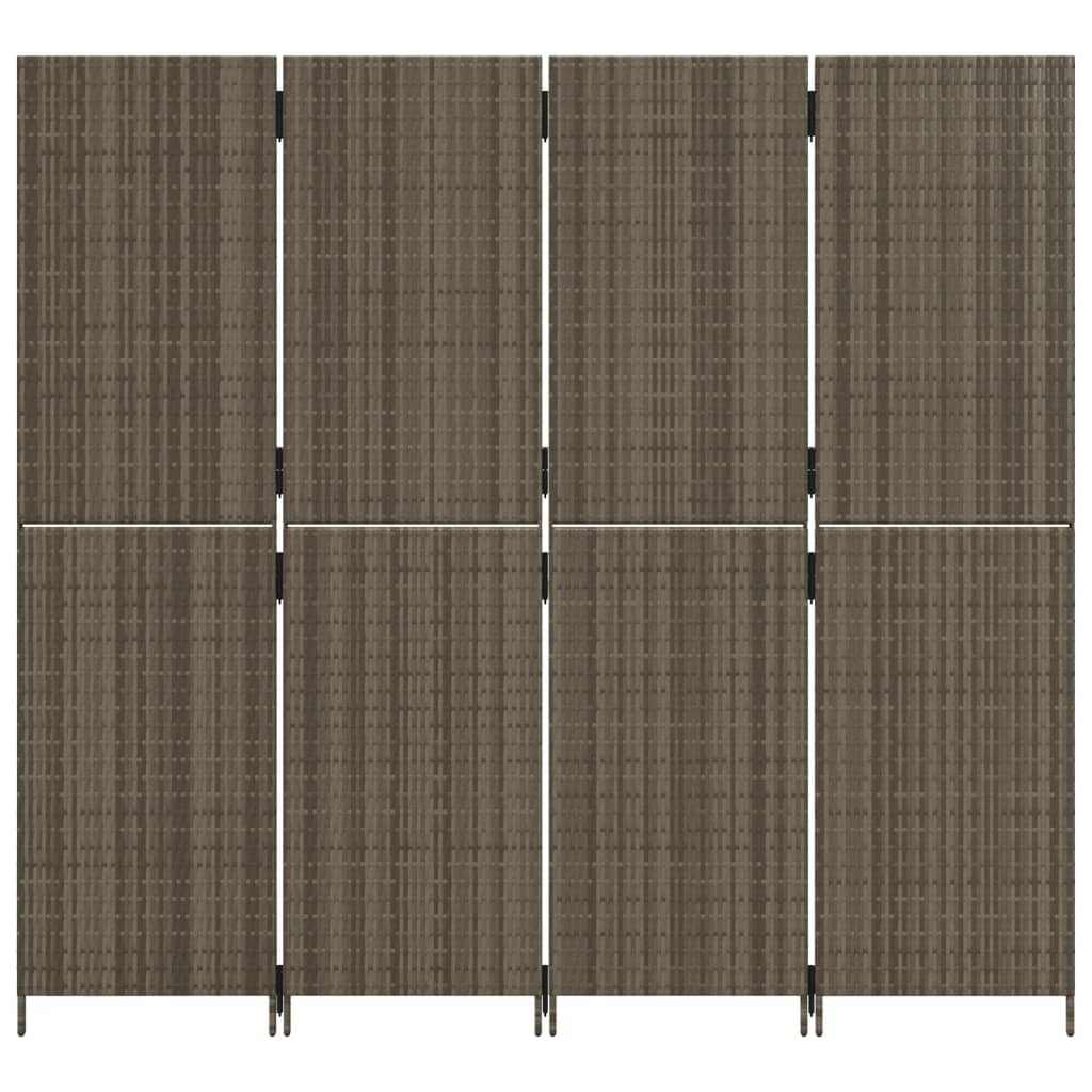 Kamerscherm 4 Panelen Poly Rattan Grijs 1