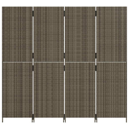 Kamerscherm 4 Panelen Poly Rattan Grijs 1