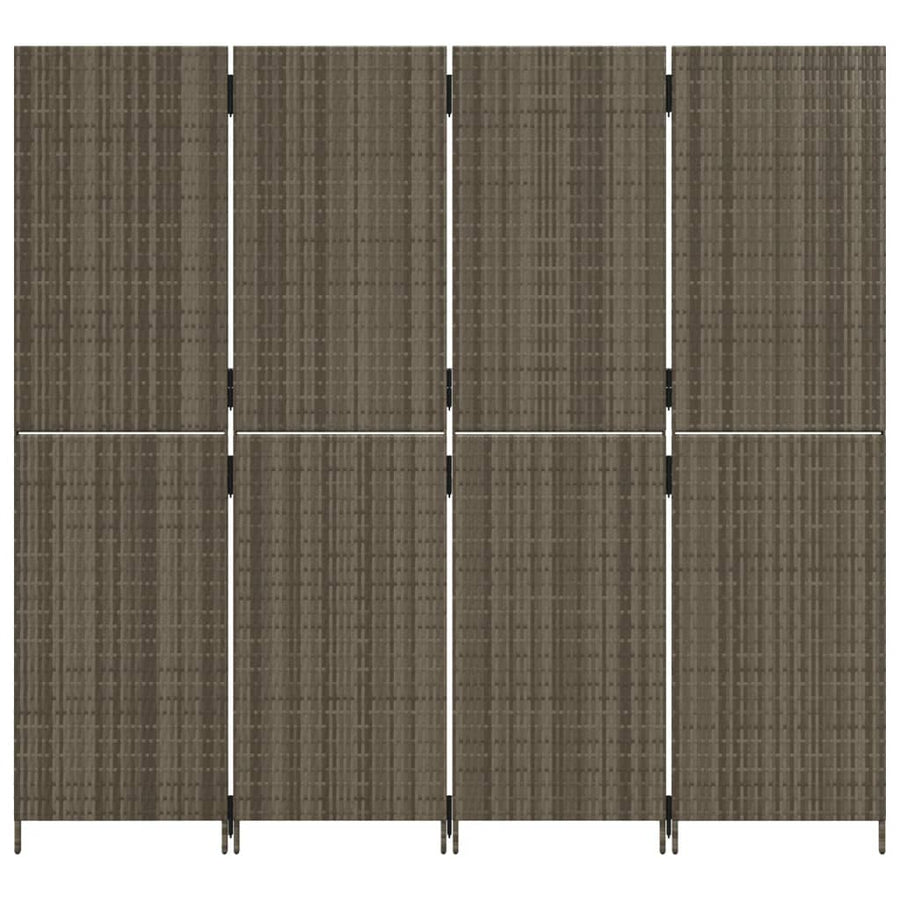 Kamerscherm 4 Panelen Poly Rattan Grijs 1