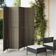 Kamerscherm 4 Panelen Poly Rattan Grijs 1