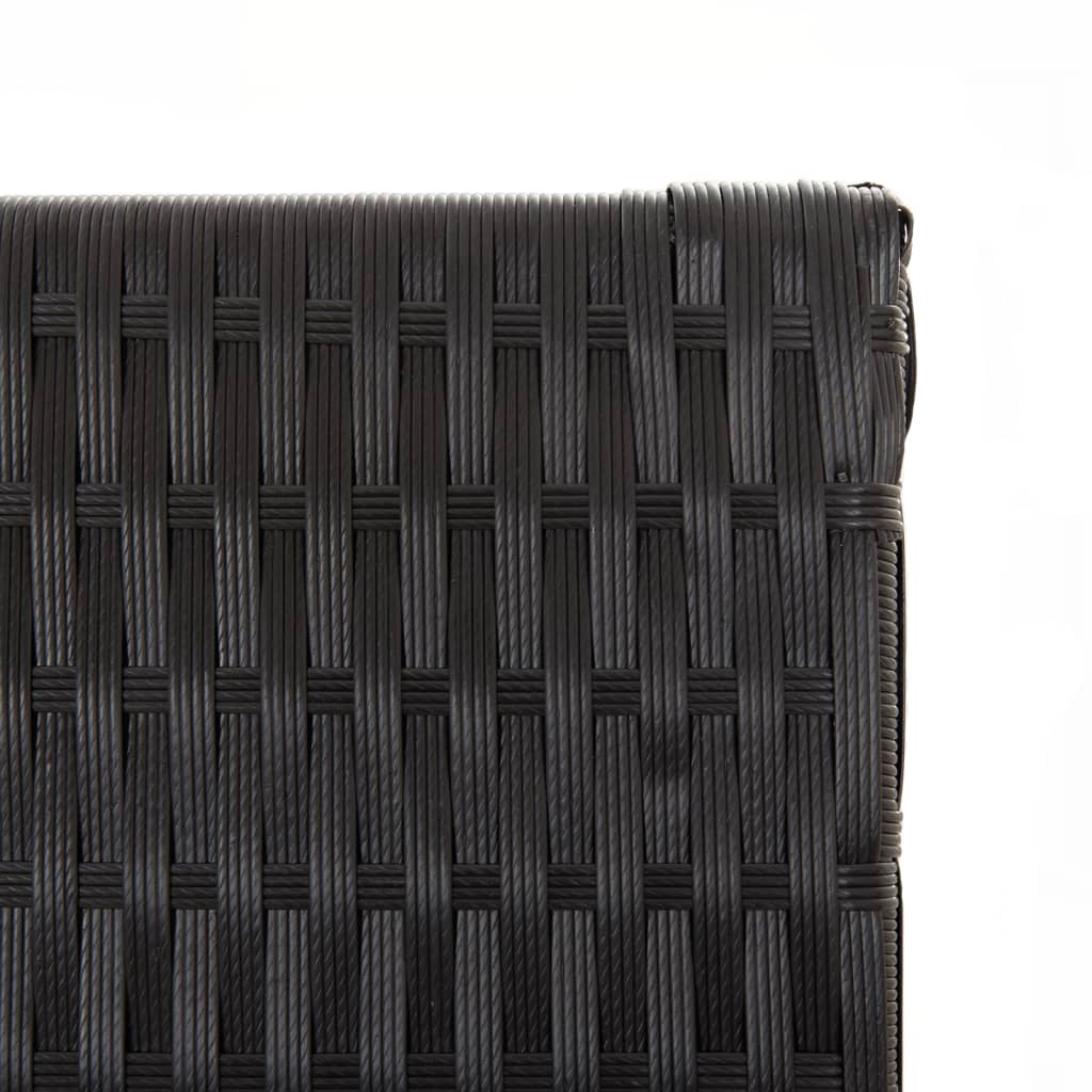 Kamerscherm 5 panelen poly rattan zwart 1 245 x 180 cm