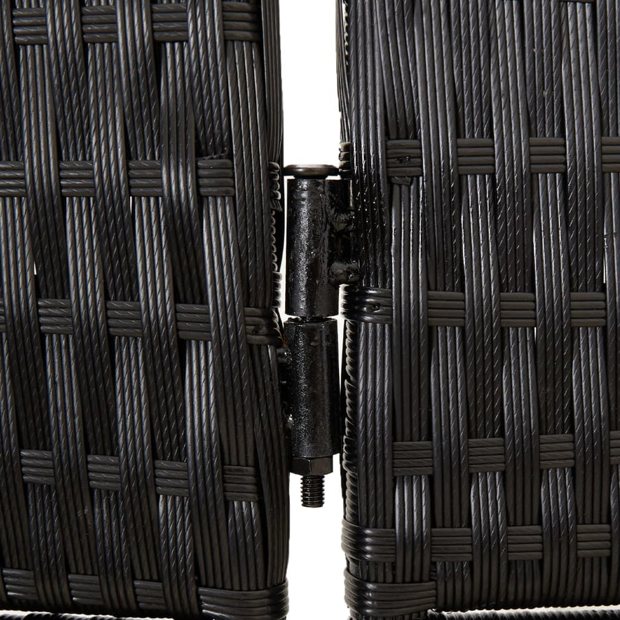 Kamerscherm 5 panelen poly rattan zwart 1 245 x 180 cm