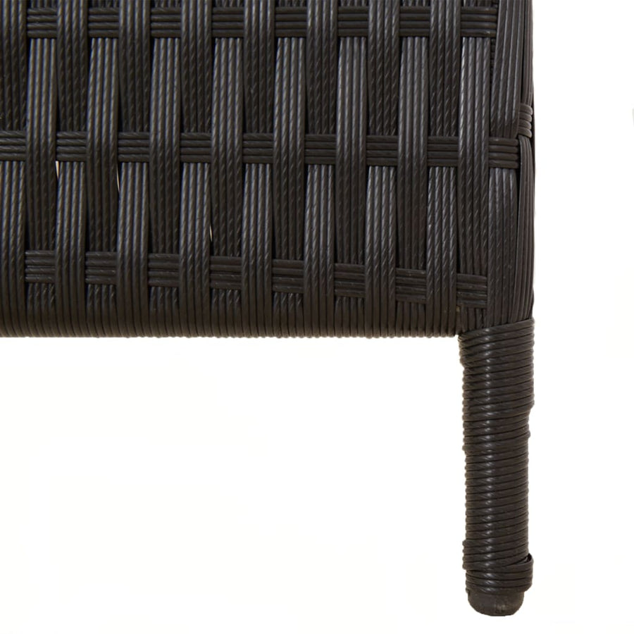 Kamerscherm 5 panelen poly rattan zwart 1 245 x 180 cm
