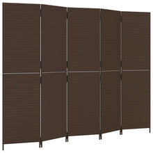 Kamerscherm 5 panelen poly rattan bruin 1 245 x 180 cm
