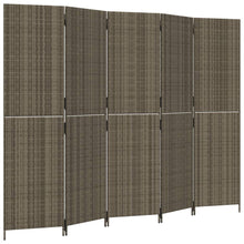 Kamerscherm 5 panelen poly rattan grijs 245 x 180 cm Dichtgeweven