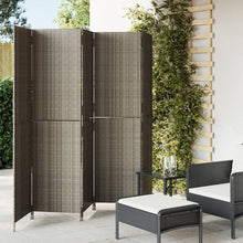 Kamerscherm 5 panelen poly rattan grijs 245 x 180 cm Dichtgeweven