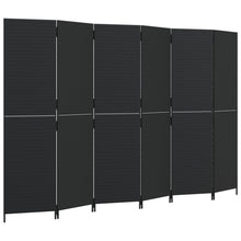 Kamerscherm 6 panelen poly rattan zwart 294 x 180 cm Dichtgeweven